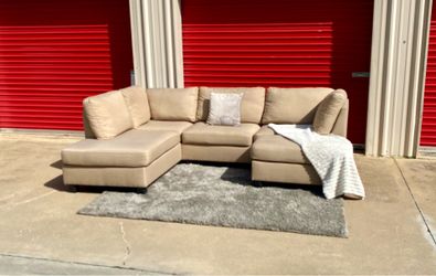 FREE DELIVERY!!! NEED GONE TODAY!!Beautiful Tan 2pc Sectional with Ottoman