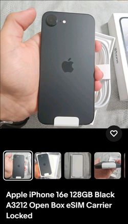 Apple iPhone 16e 128GB Black A3212 Open Box eSIM Carrier Locked