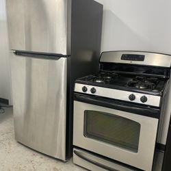 Fridge Stainless Steel And Gas Stove 