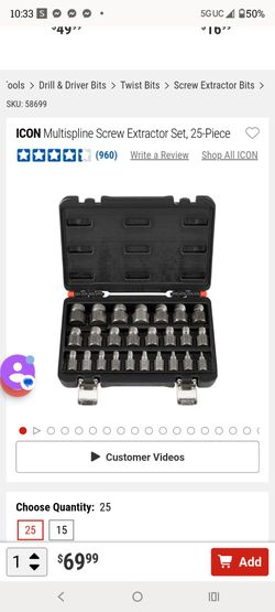 Multi screw extractor set