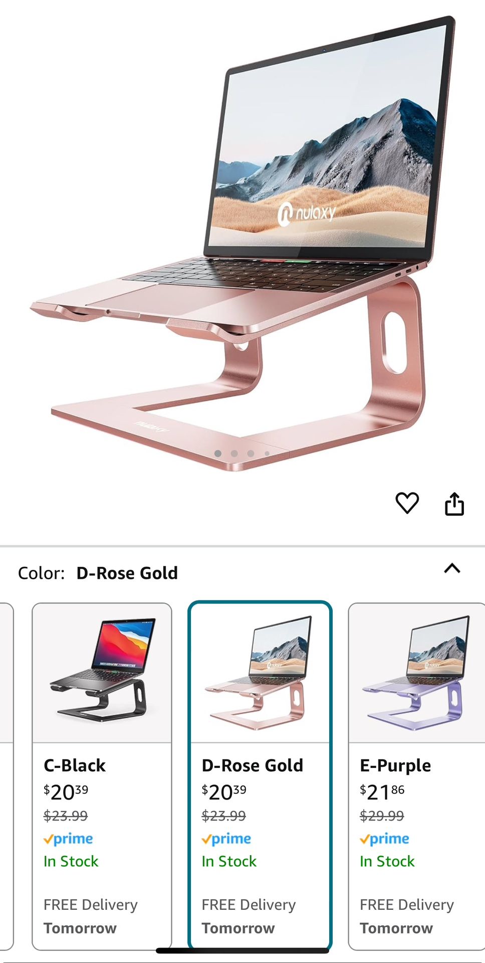 Used Nulaxy 10-16' Laptop Ergonomic Aluminum Laptop Stand Laptop Riser Notebook Holder Rose Gold