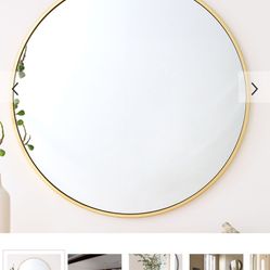 Metal Frame Round Mirror 42” D