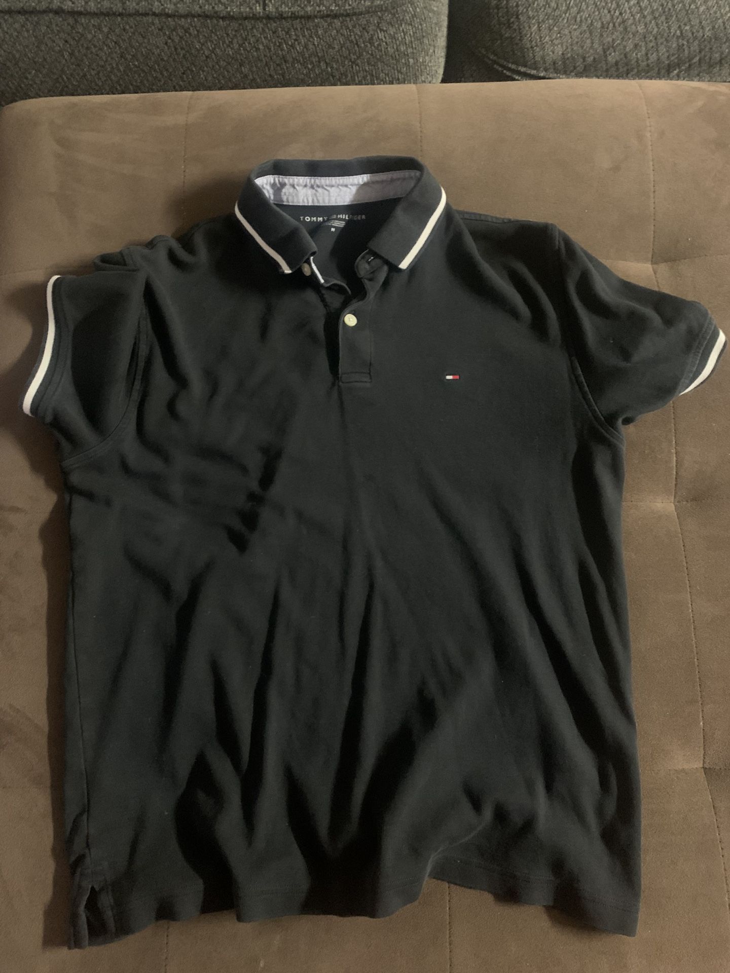 Tommy Hilfiger Polo Black with White Trim Casual/Preppy Style