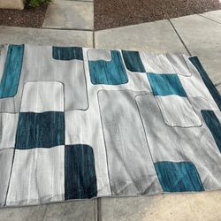 “8x11 Kelebek Modern Area Rug – Grey & Turquoise”