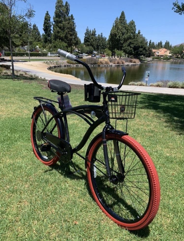 New 😎 Deluxe Comfortable Beach Cruiser Men’s Bike College College Bicycle 26” Tires Standard Size Comfortable Valentines Gift 💝