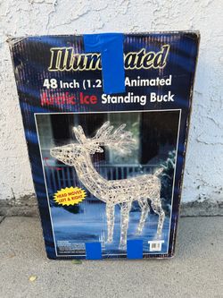 Illuminated Arctic Ice Standing Buck Deer Moving Head