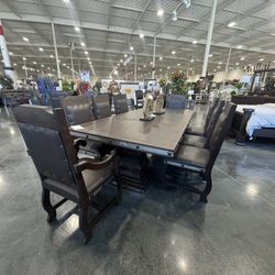 HACIENDA 9 PIECE DINING ROOM SET. Solid Wood 
