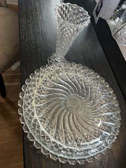 Crystal vase & Glass platters