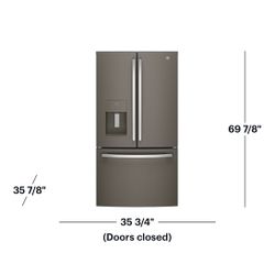 ❄️ NEW GE - 25.6 Cu. Ft. French Door Refrigerator - Slate Model GFE26JMMES