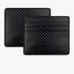 DuskDrapes Ultra Slim Card Holder - Black Carbon Fiber Minimalist Wallet | RFID Blocking | Credit Card Holder