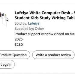 Lufeiya White Computer Desk – Like New