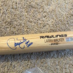 Rockies Larry Walker Autographed Bat HOF inscription 