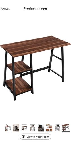 MUST GO (First come, first serve) - Brown wooden desk with black metal legs