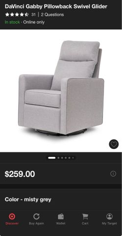 DaVinci Gabby Pillowback Swivel Glider