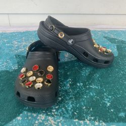 Crocs Adult Classic Black Multi Gem Clogs Shoes Comfort Size M6 W8