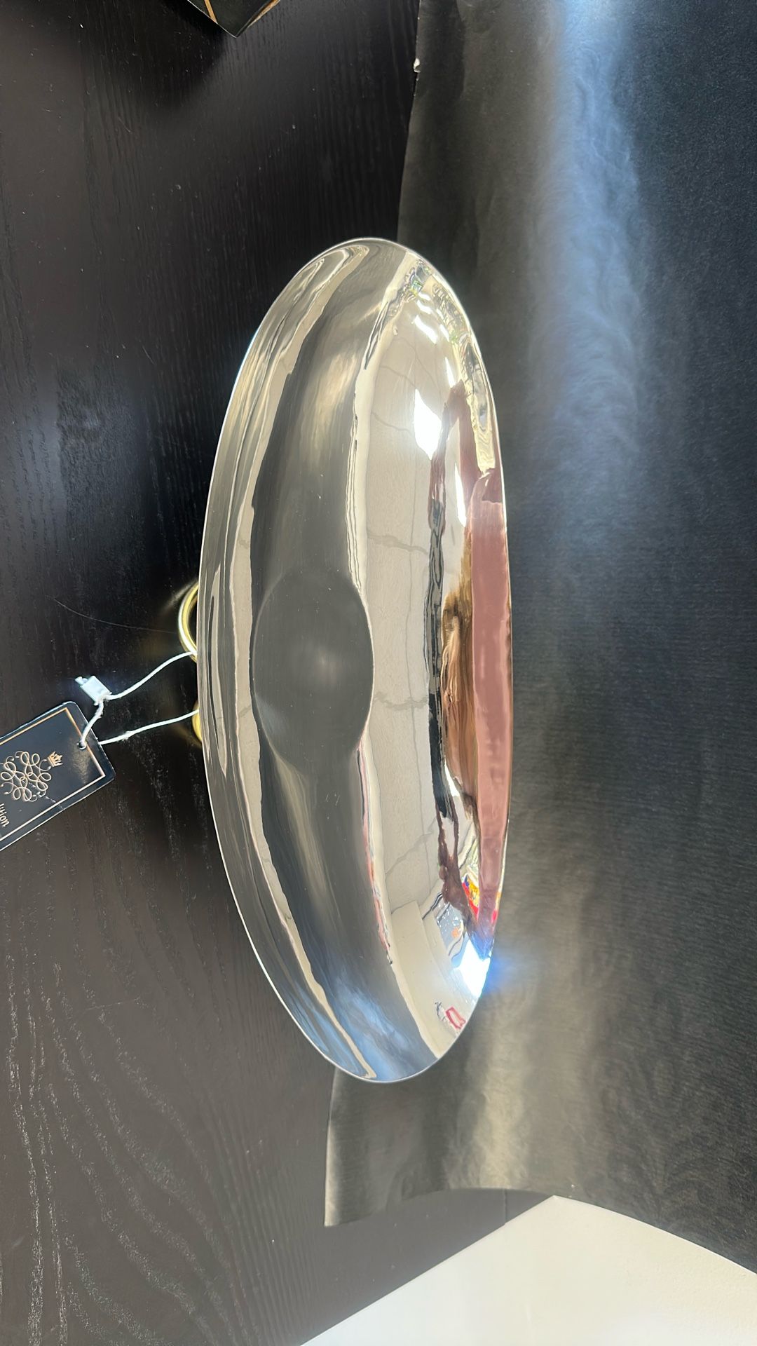 Oval Footed Fruit Bowl Brass & S/S Shiny 31 cm By 10 cm