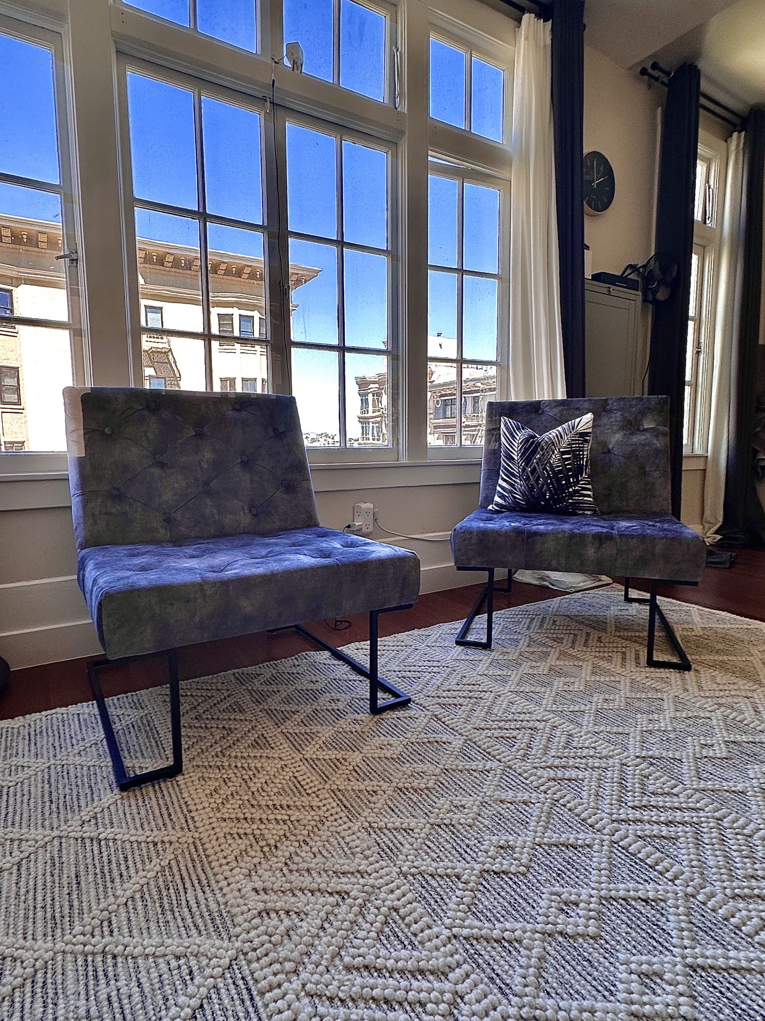 Oversized Tufted Gray Accent Chairs – Set of 2