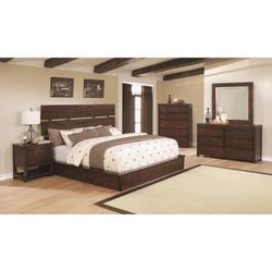 Dark Cocoa 4 Piece Platform Bedroom Set -Queen or King Size (NO CREDIT CHECK FINANCING AVAILABLE)