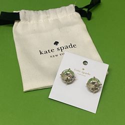 Kate Spade White & Gold Tone Gumdrop Earrings 