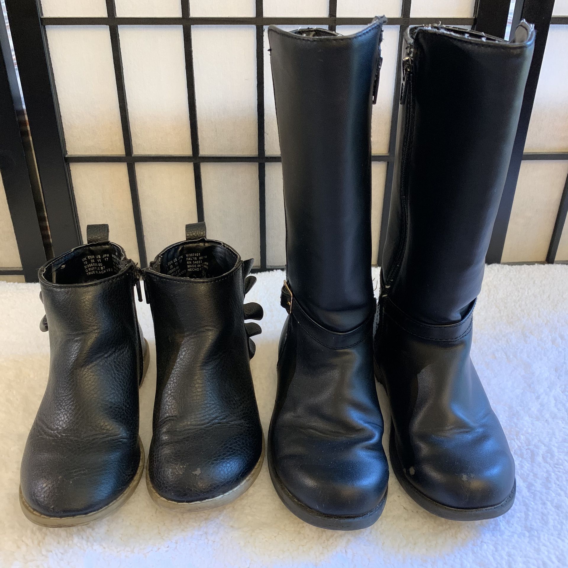 GAP girl ruffle short boots size 11 and Gymboree Riding boots 12