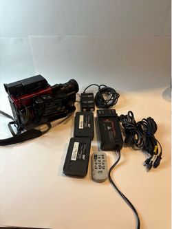 JVC GR-25U Red Camcorder Bundle - POWERS ON - With Charger & Remote - AS IS