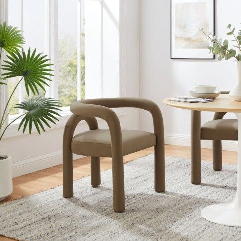 🔥Brand New Post ModernPerformance Velvet Dining Chair *Ivory & Taupe available