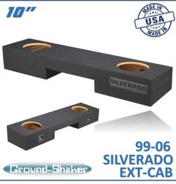 Black 10" Dual Sealed Sub Box, Fits 99-06 & 07 Classic Chevy Silverado Ext-Cab