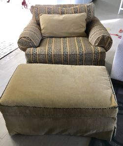Custom high end chair and a half and ottoman