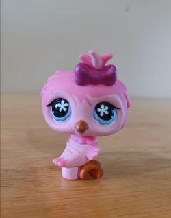 Littlest Pet Shop LPS Owl #496 G2 Pink Bow Blue Eyes Snowflake Hasbro