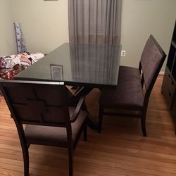 Dining Room Bundle (6ft Glass Table, Bench Seat, and 2 Chairs)