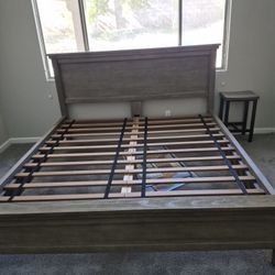 King Size Bed Frame Plus Shelves  And Matress New