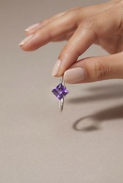 Princess Cut Amethyst Ring silver 925