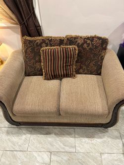 Traditional Loveseat and chase with Wood Trim