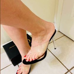 Black & Clear Thongs Heels Sandals New Available 