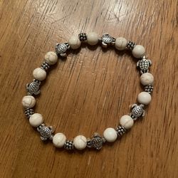 White Crackle Turtle Bracelet