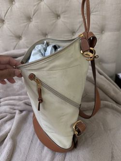 LOEWE Anton canvas and leather backpack Beige× Brown