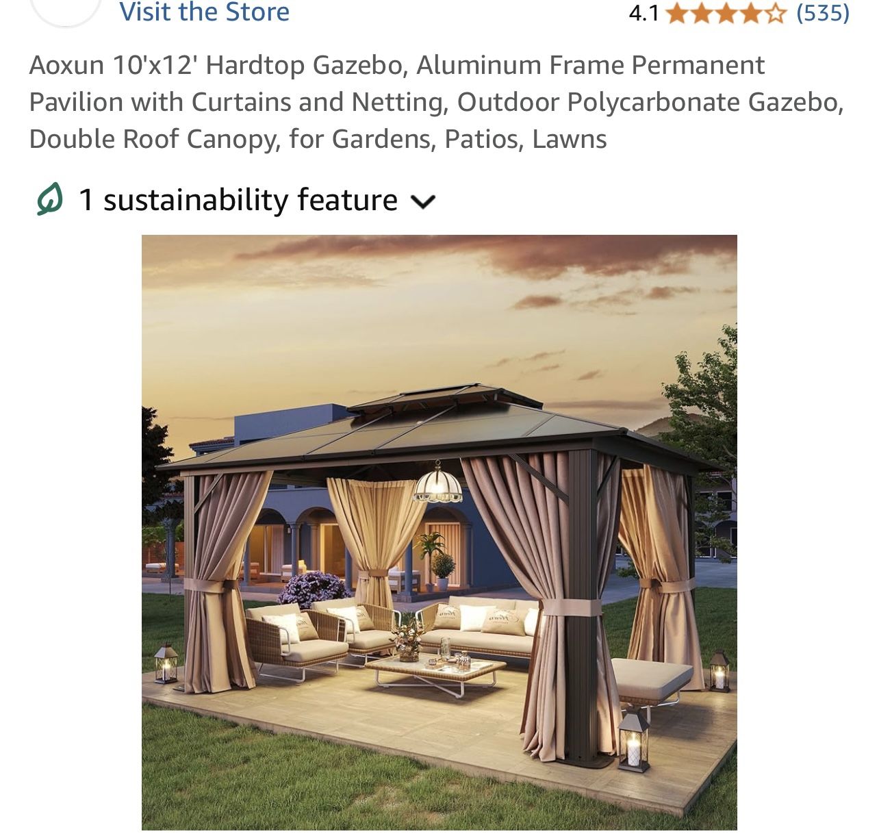 New In Box,10x12 Polycarbonate Hardtop Gazebo With Curtains And Netting