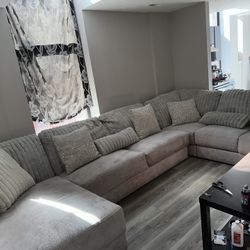 Huge gray Fur Sectional 