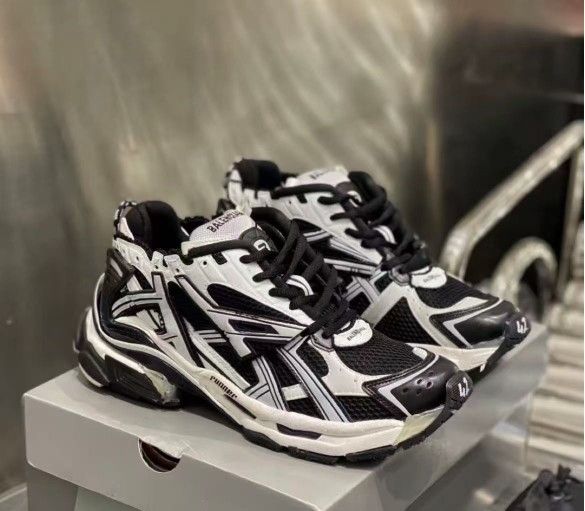 Fabric Fashion Distressed Low-top Daddy Shoes Men's Black and White