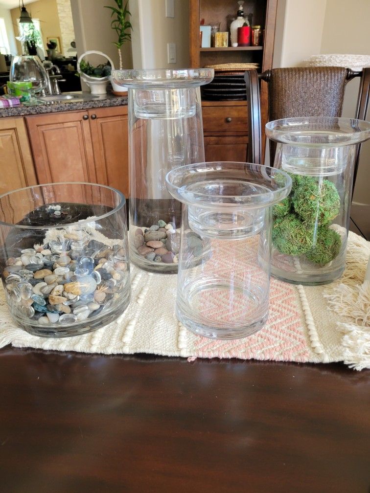 Glass Hurricane Candle Holders And Vase