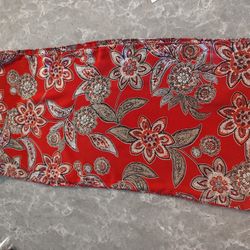 Infinity Scarf Red/ Flowers Silky Material 