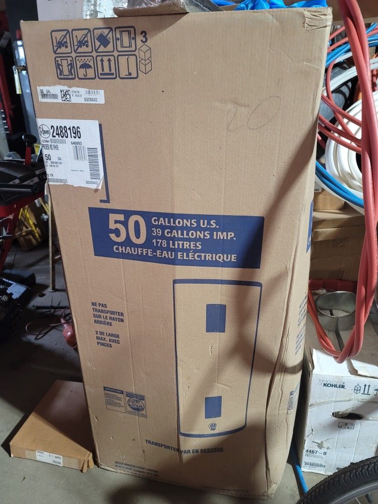 Rheem 50 Gallon Electric Water Heater.  Brand New In Sealed Box. $200