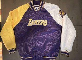 Los Angeles Lakers Starter Satin Bomber Jacket – Youth XL (20) – Purple/Gold/White