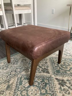 Mid Century Modern (MCM) Brown Leather Footstool / Ottoman – Great Condition