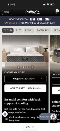 PUFFY KING SIZE MATTRESS