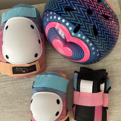 Raskullz Kids Cycling LED Heart Helmet & Triple Eight 3 Pack Pads 