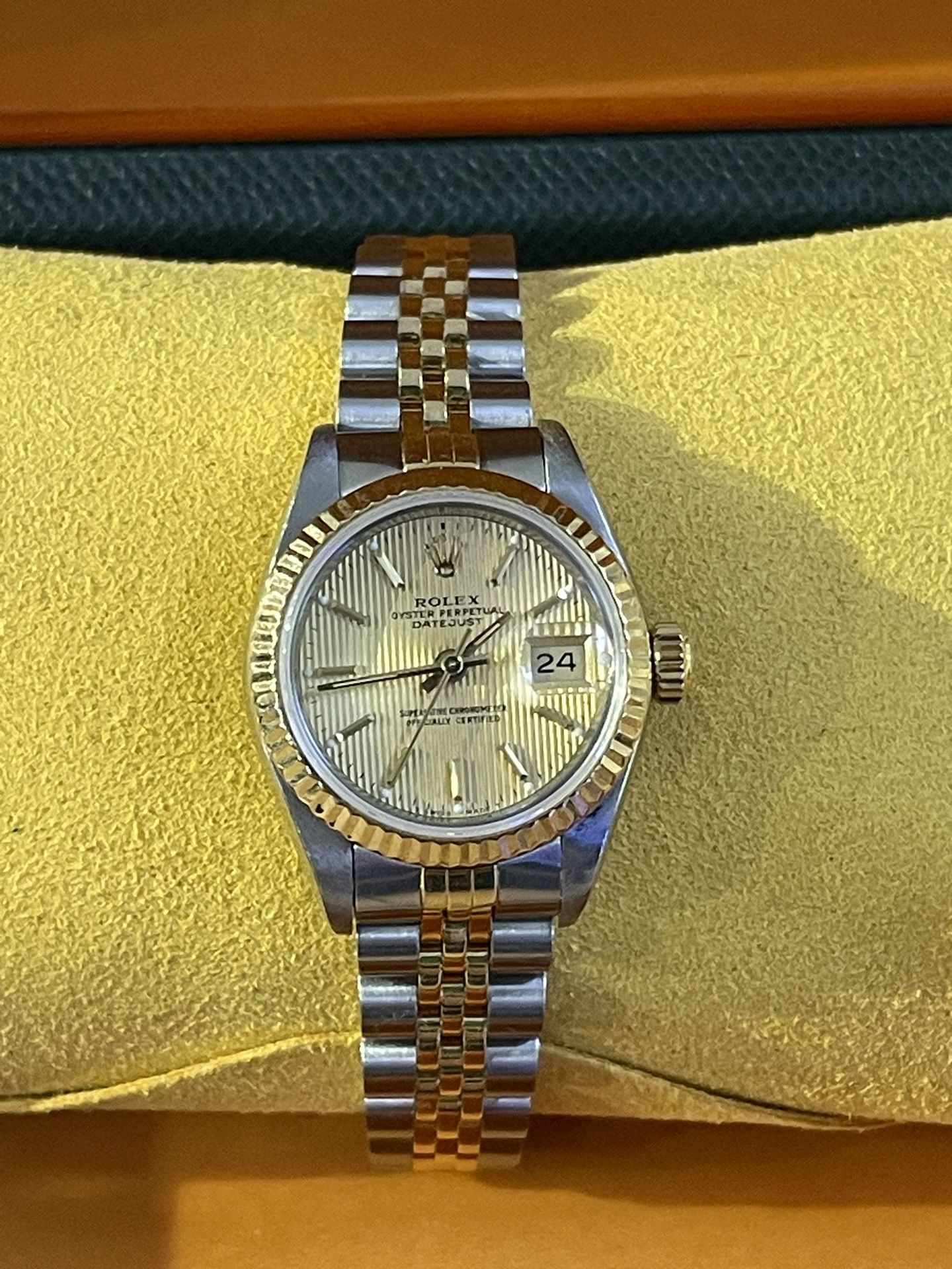 90s Rolex Datejust Gold And Silver Oyster Bracelet With Gold Bezel 