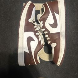 maroon /brown and white jordan 1 lows