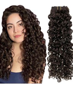 NIB*** Hetto Curly Human Clip In Hair Extensions #2 Darkest Brown  18”