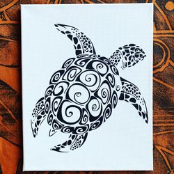 Polynesian Canvas Art of a Turtle